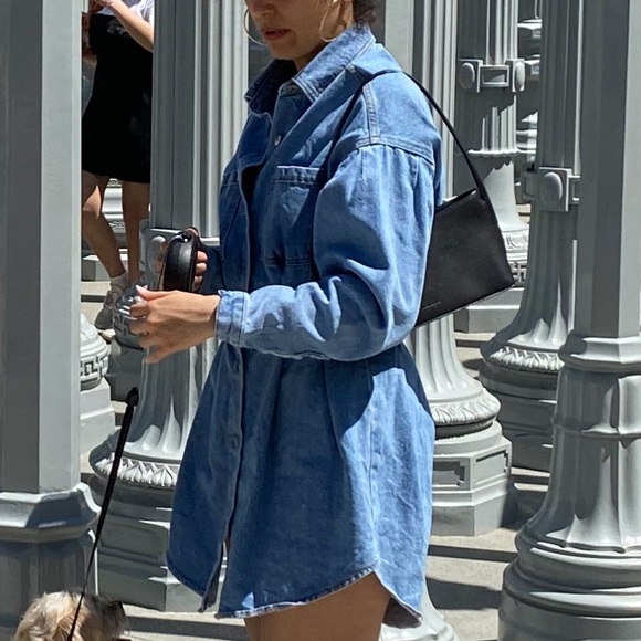 Collusion Pleated Denim Blue Dress Jacket Long Sleeve size US 2 (like XS / S) - Picture 3 of 14